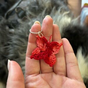 Crochet butterfly bag charm